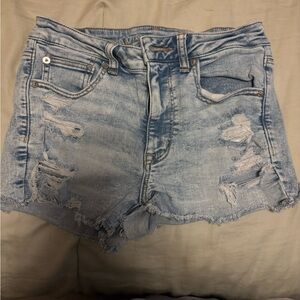 American Eagle Outfitters Women's Ripped Jean Shorts - Light Blue